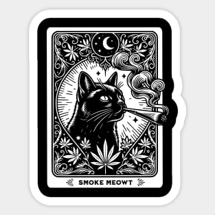 Smoke Meowt Stoner Weed Tarot Card Witchy Black Cat Cannabis Sticker